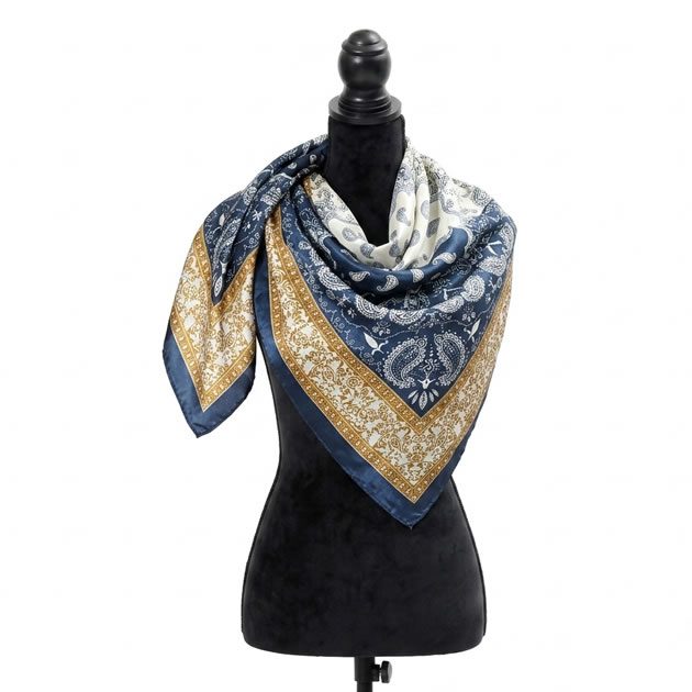 My Girlfriend Paisley Print Silk Scarf – 90*90Cm